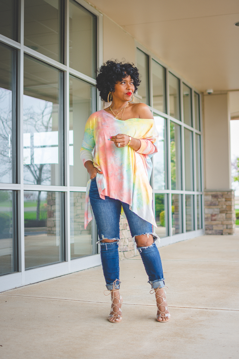 SWEENEE STYLE, INDIANAPOLIS FASHION BLOG, BLACK GIRLS WHO BLOG, SPRING OUTFIT IDEA, HOW TO WEAR DISTRESSED DENIM