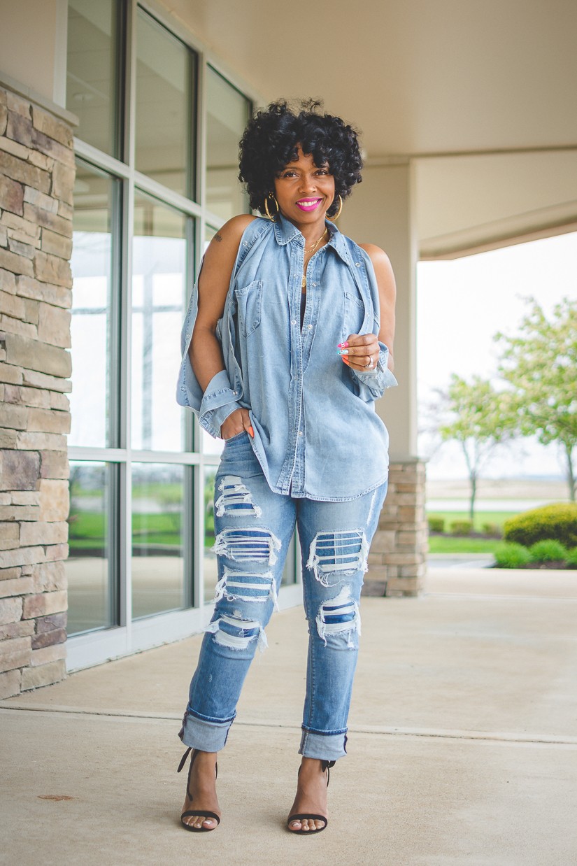 sweenee style, indianapolis fashion blog, spring outfit idea, how to wear distressed denim, black girls who blog