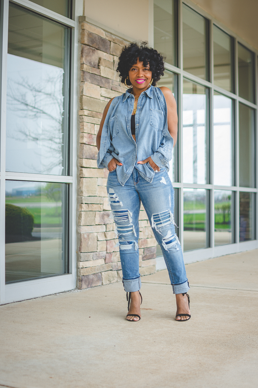 sweenee style, indianapolis fashion blog, spring outfit idea, how to wear distressed denim, black girls who blog
