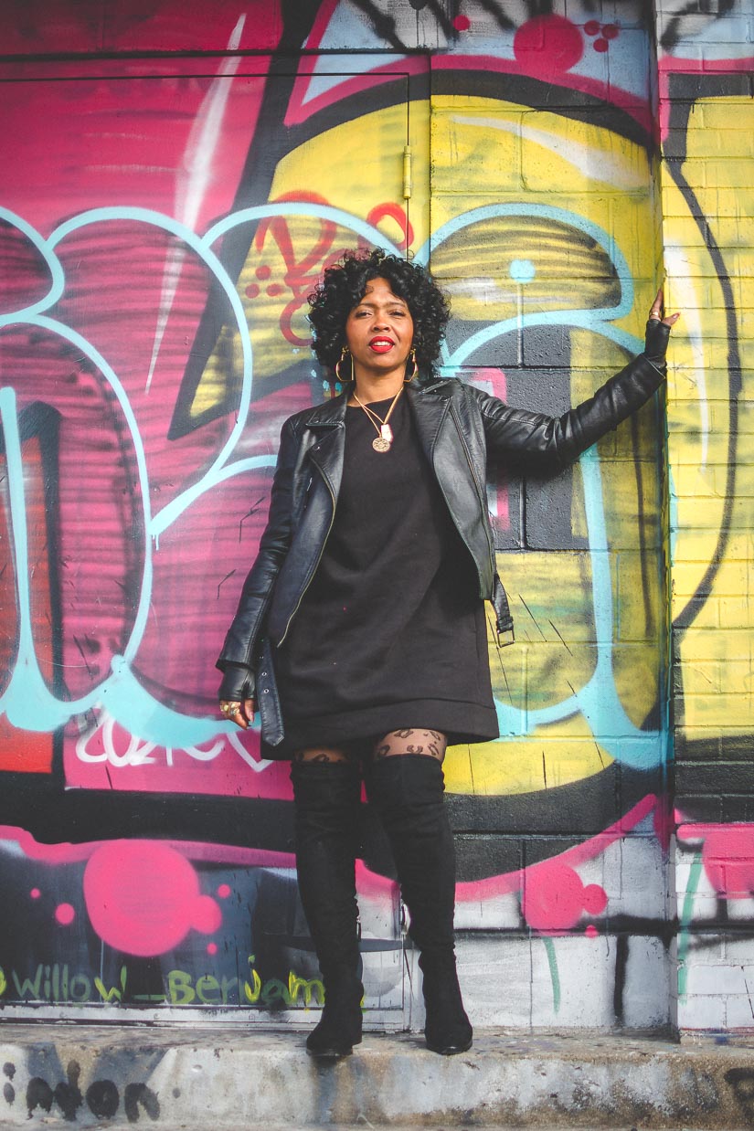 SWEENEE STYLE, INDIANAPOLIS STYLE BLOG, FASHION BLOG, HOW TO WEAR A DENIM JACKET, HOW TO WEAR A SWEATER DRESS, NATURAL HAIR, BLACK GIRLS WHO BLOG