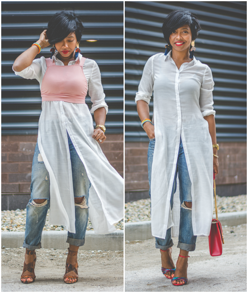WHITE BUTTON  DOWN, Fall Outfit Idea, Sweenee Style, Zara Earrings, Boyfriend Jeans, How to wear boyfriend Jeans, Urban Outfitters, Indianapolis Fashion Blog, Black Indianapolis Blogger