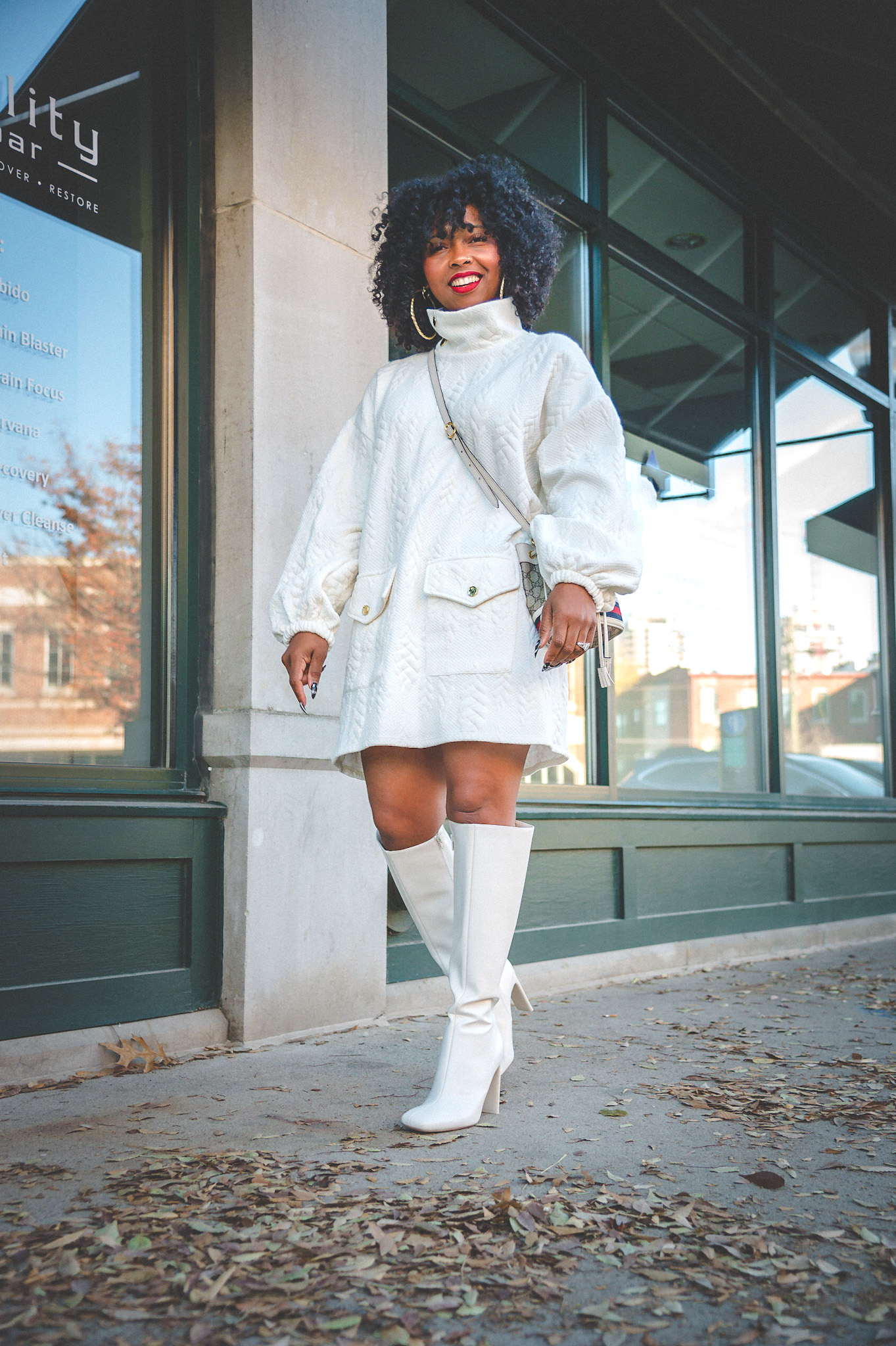 SWEENEE STYLE, HOLIDAY OUTFIT IDEAS, OUTFITS TO WEAR EVERYDAY, HOW TO WEAR A CREAM DRESS, THANKSGIVING DRESS, CREAM DRESS, INDIANAPOLIS FASHION BLOG, INDIANA STYLE BLOG, BLACK GIRLS WHO BLOG