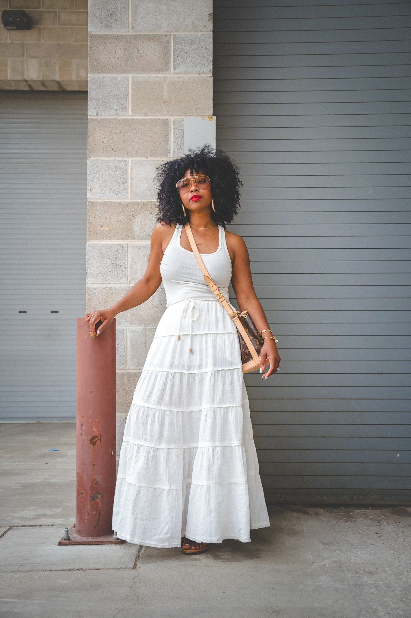 SWEENEE STYLE, FREE PEOPLE STYLE,  SUMMER OUTFIT, HOW TO WEAR CREAM, CREAM SKIRT, MAXI SKIRT OUTFITS, NATURAL HAIRSTYLES, BLOGGER, INDIANAPOLIS BLOGGER, INDIANAPOLIS INFLUENCER, INDIANA FASHION CONTENT CREATOR
