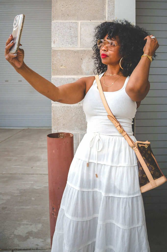 SWEENEE STYLE, FREE PEOPLE STYLE,  SUMMER OUTFIT, HOW TO WEAR CREAM, CREAM SKIRT, MAXI SKIRT OUTFITS, NATURAL HAIRSTYLES, BLOGGER, INDIANAPOLIS BLOGGER, INDIANAPOLIS INFLUENCER, INDIANA FASHION CONTENT CREATOR
